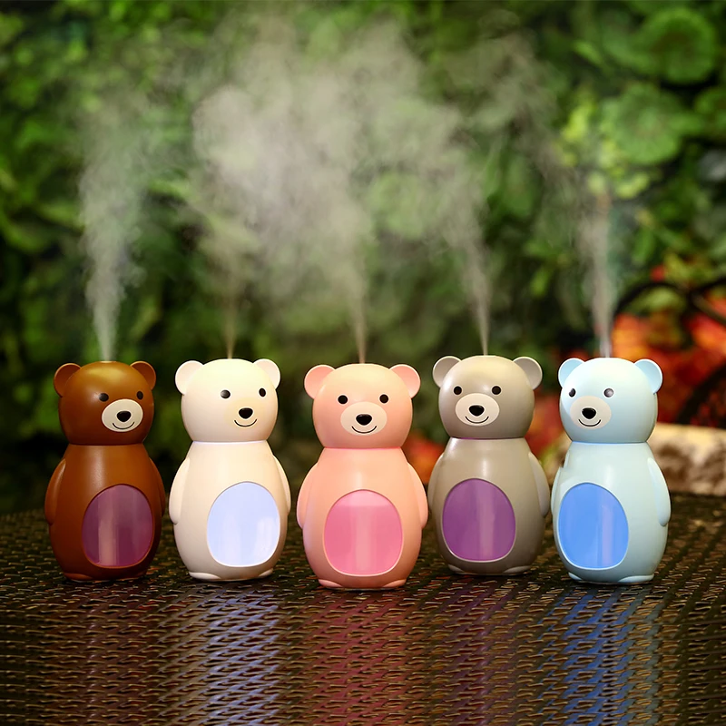 

160ml Lovely Bear USB Air Humidifier For Home Ultrasonic Car Mist Maker with LED Night Lamps Mini Office Desktop Air Purifier