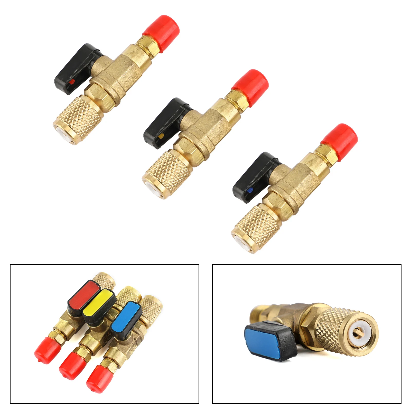 

Artudatech 3pcs HVAC A/C Straight Shut-Off Ball Valve Adapter For R134a R22 R12 R410a 1/4" freon High Quality Parts