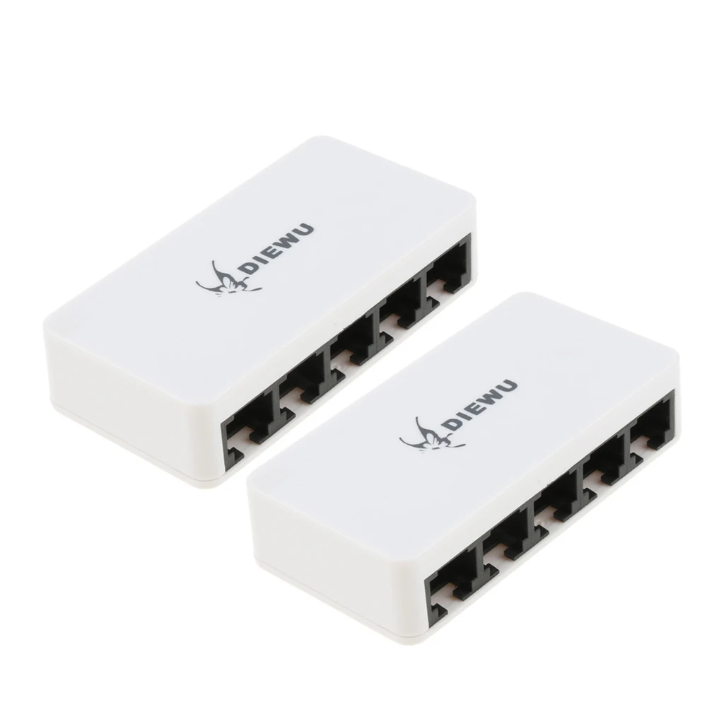 2 шт. 10/100 м 5 портов Блок питания Micro USB Fast Ethernet RJ45 сетевой коммутатор для ПК