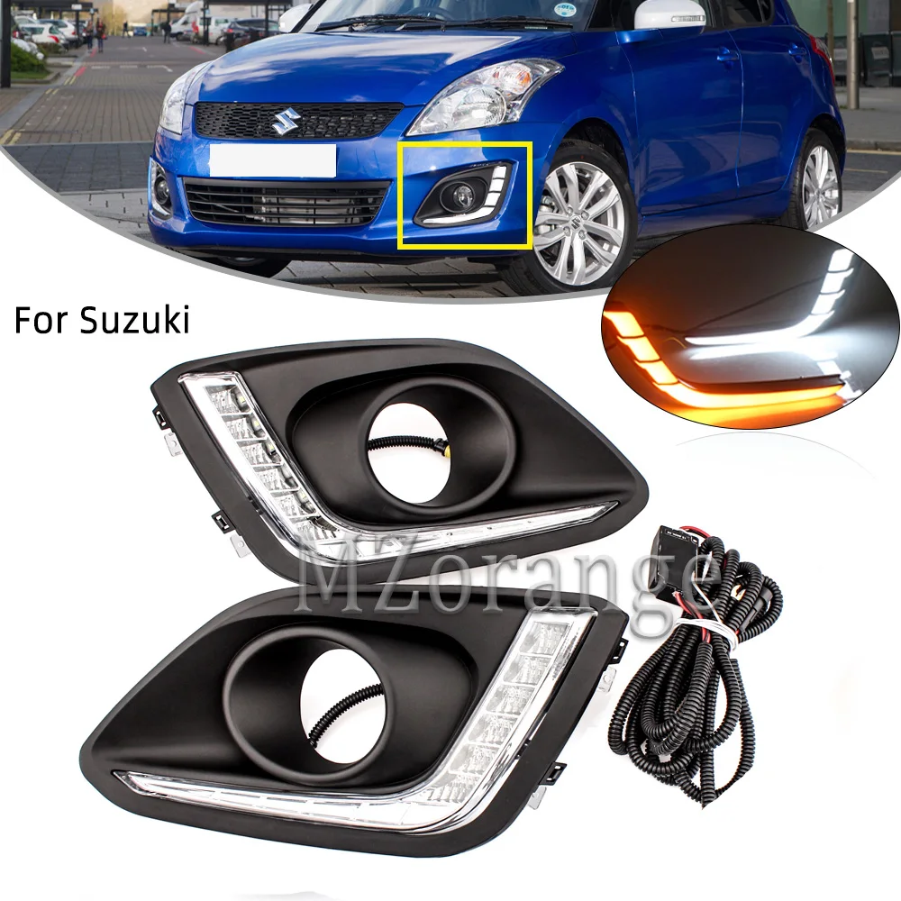 

led light For Suzuki Swift 2014-2017 LED DRL Daytime Running Light foglights headligh Accessories Car Fog Lamp Relay Daylight