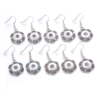 5pcs snap earrings 12mm snap button earrings 12mm snaps jewelry rhinestones flowers mini women ear hook earring fit 12mm buttons