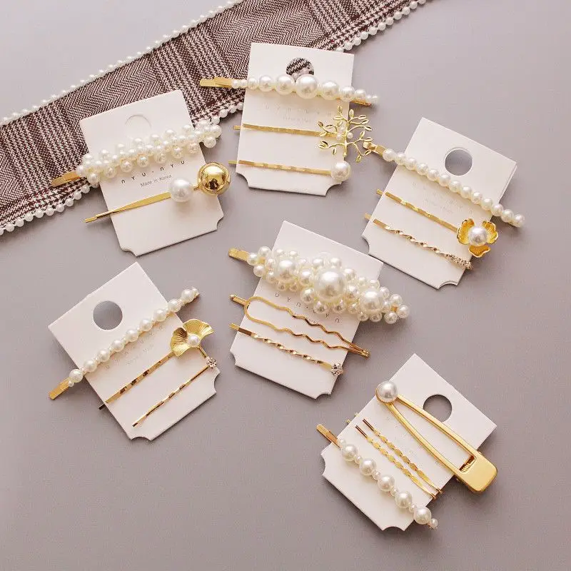 1 комплект корейские шикарные металлические заколки для волос имитация жемчуга