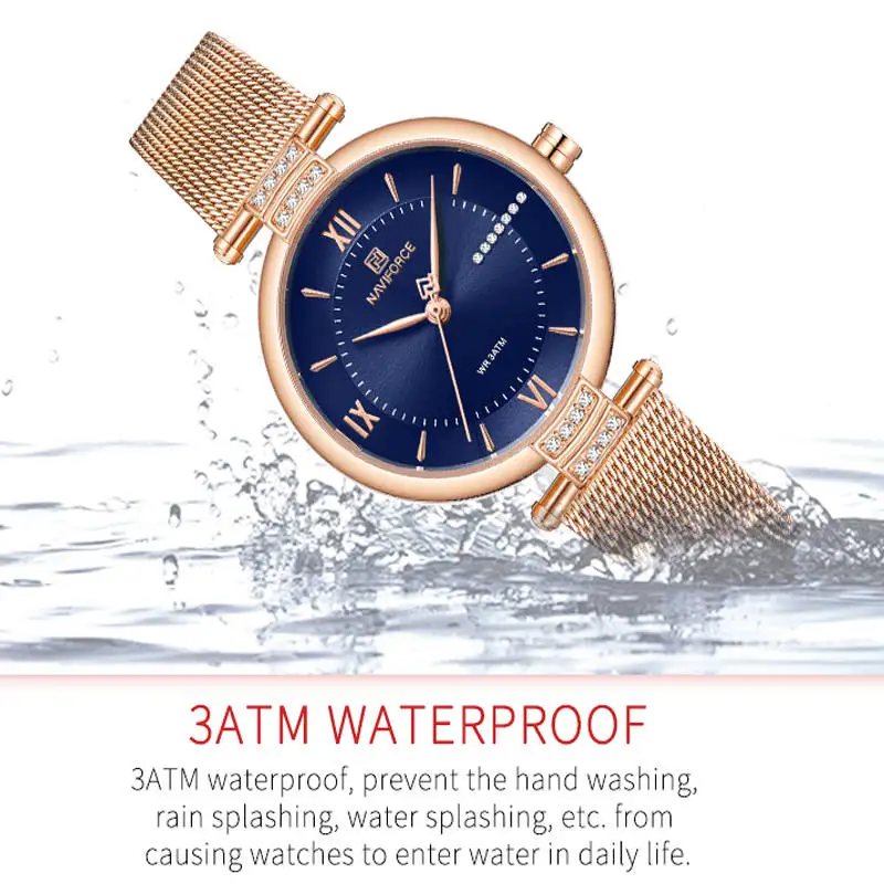 2021 New NAVIFORCE Women’s Watches Business Sport Waterproof With Diamonds Quartz Standard Stainless Steel Ladies Clock Watches