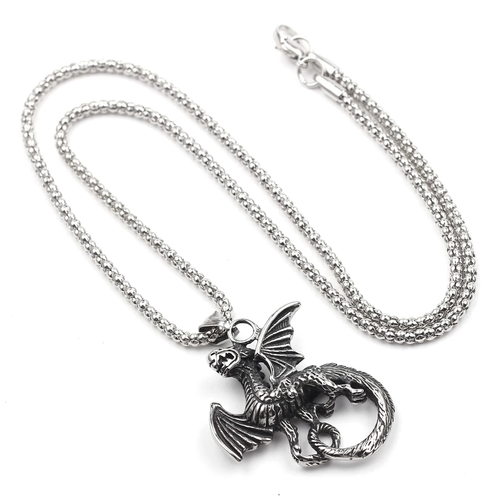 Оптовая продажа 10 шт. ожерелье в стиле панк с летающим драконом унисекс подвеской