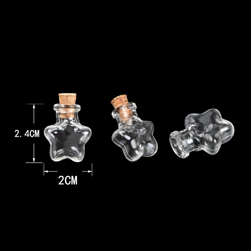 

Pentagram Star Mini Cute Bottles Pendants Small Glass Bottles With Cork Transparent Clear Jars Gifts Vial 100pcs Free Shipping