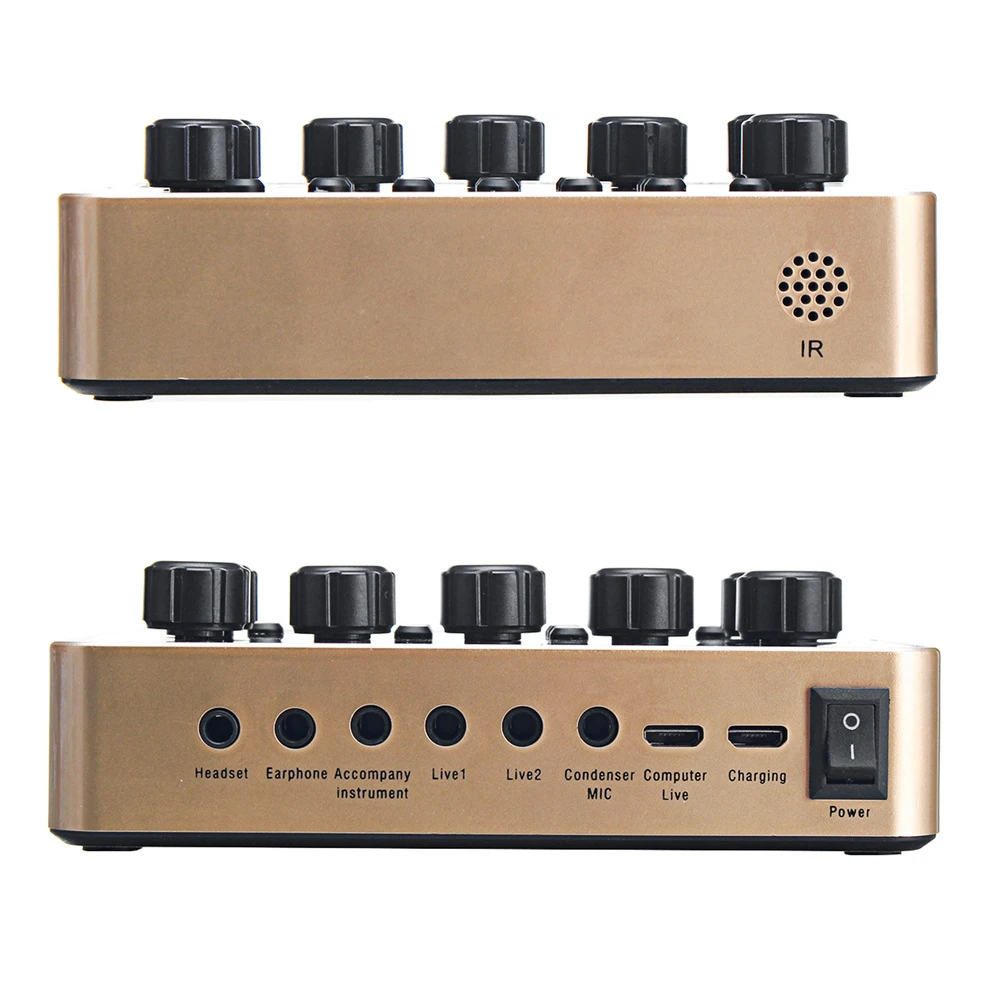 Звуковая карта с батареей 1200 мАч звуковая микрофоном USB для пения и пультом