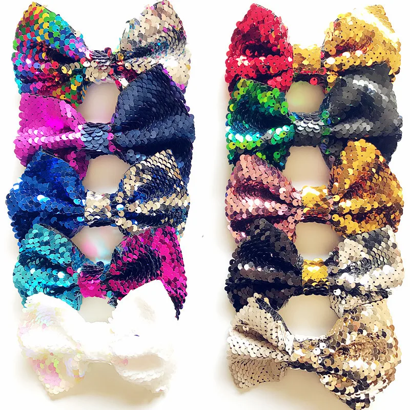 

Hot style children's double-sided reversible sequin large bow pin European and American children's large bow decoration hairpin