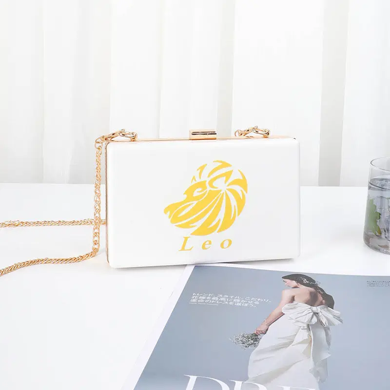 

2021 Fashion Women Shoulder Bag Girls Box Shape Handbags Women Chain Messenger Bags Ladies Twelve Constellation Small Square Bag