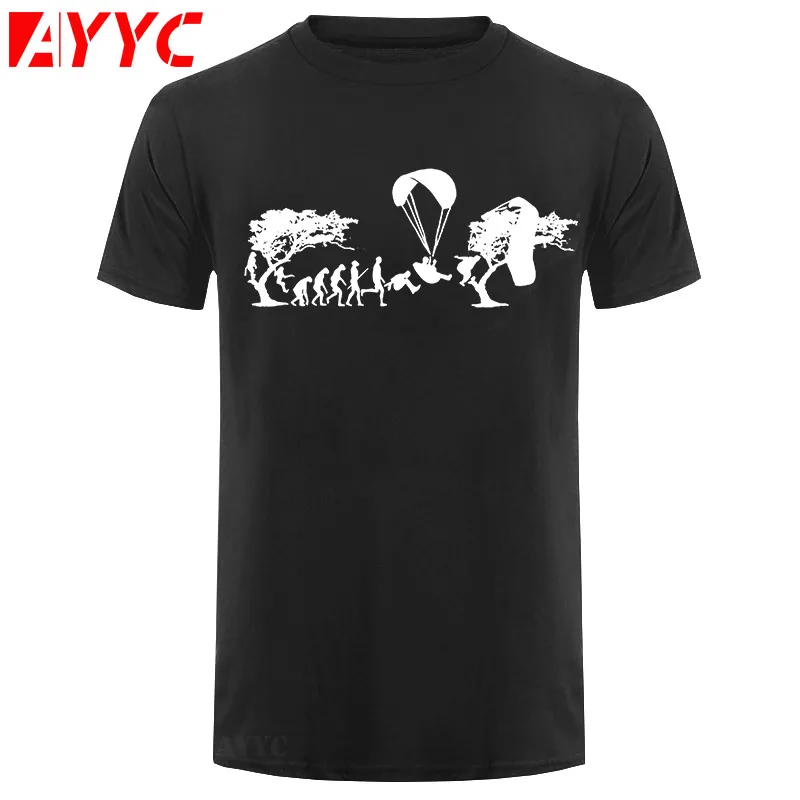 AYYC T Shirt Tshirt Cotton Big Size T Shirt Paragliding Evolution Tees Paraglider Funny Crew Neck Short Sleeved Clothing Classic