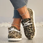 Женские парусиновые кроссовки, однотонные леопардовые дышащие повседневные кроссовки на плоской подошве, на шнуровке, с круглым носком, Женская Вулканизированная обувь, 2021