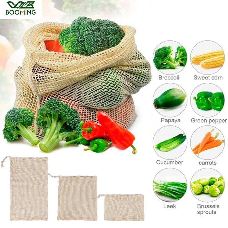 Складная многоразовая моющаяся Сетчатая Сумка для хранения овощей и