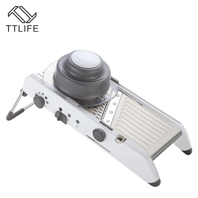 

TTLIFE New Adjustable Mandoline Slicer Professional Grater with 304 Stainless Steel Blades Vegetable Fruit Cutter Kitchen Tools