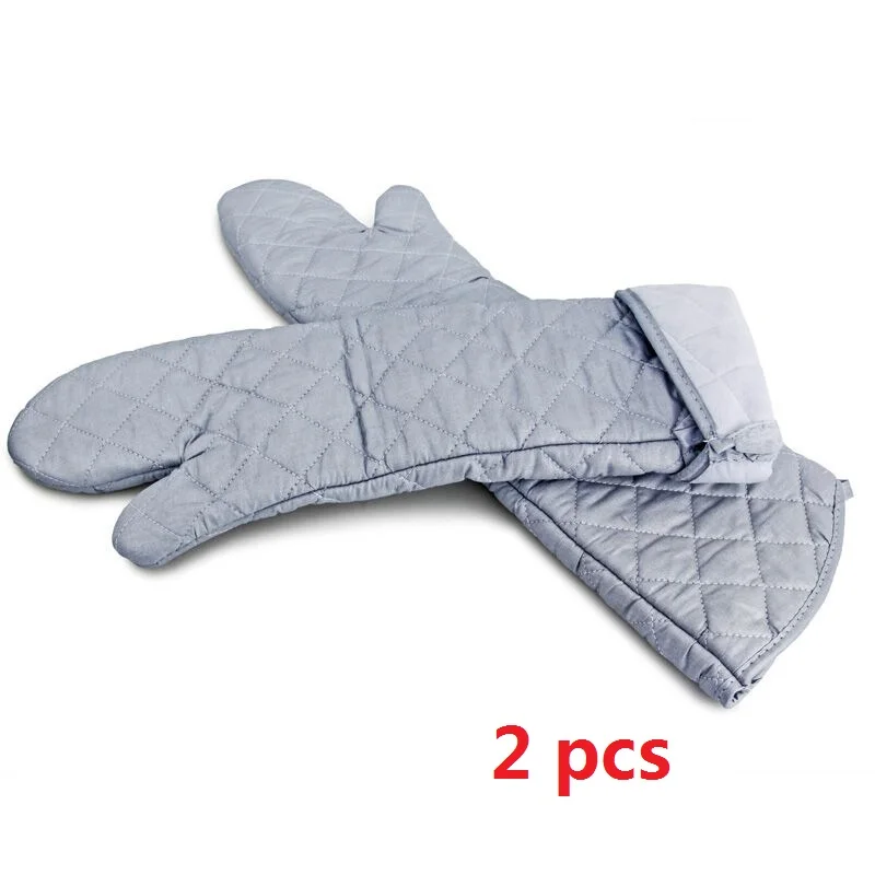 2 pcs Oven Mitt Очень длинные перчатки для духовки из хлопчатобумажной ткани, перчатки для барбекю, 23 дюйма, 58 см, жаростойкие и анти-горячие перчатки для выпечки, кухонные аксессуары - Цвет: 2 pcs Oven Mitt
