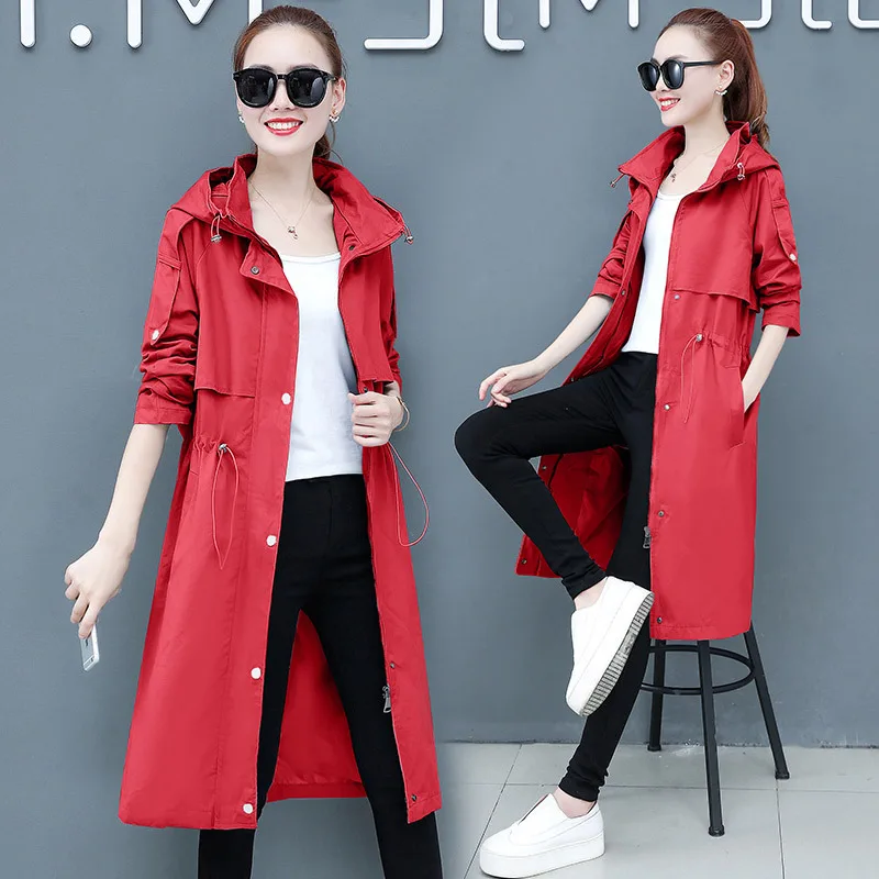 Осенний Новый Модный женский однобортный длинный Тренч пальто Тонкий