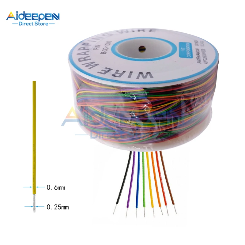 

Colored 30AWG PCB Circuit Board Aviation Cable 0.25mm Tinned Copper PVC Insulation Line Welding Wire Jumper Wire