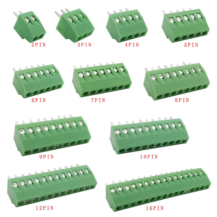 5/10 шт. 2 54 мм/0 1 "шаг 2P 3P 4P 5P 6P 7P 8P 9P 10P 12P 16 контактов PCB Винтовые клеммные колодки