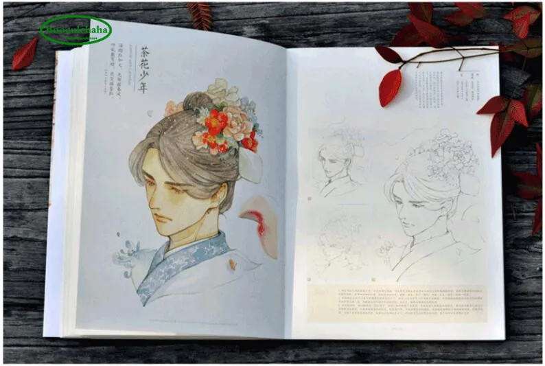 Учебная книга по акварелью в старинном стиле: цветы ивы и несовершеннолетние |