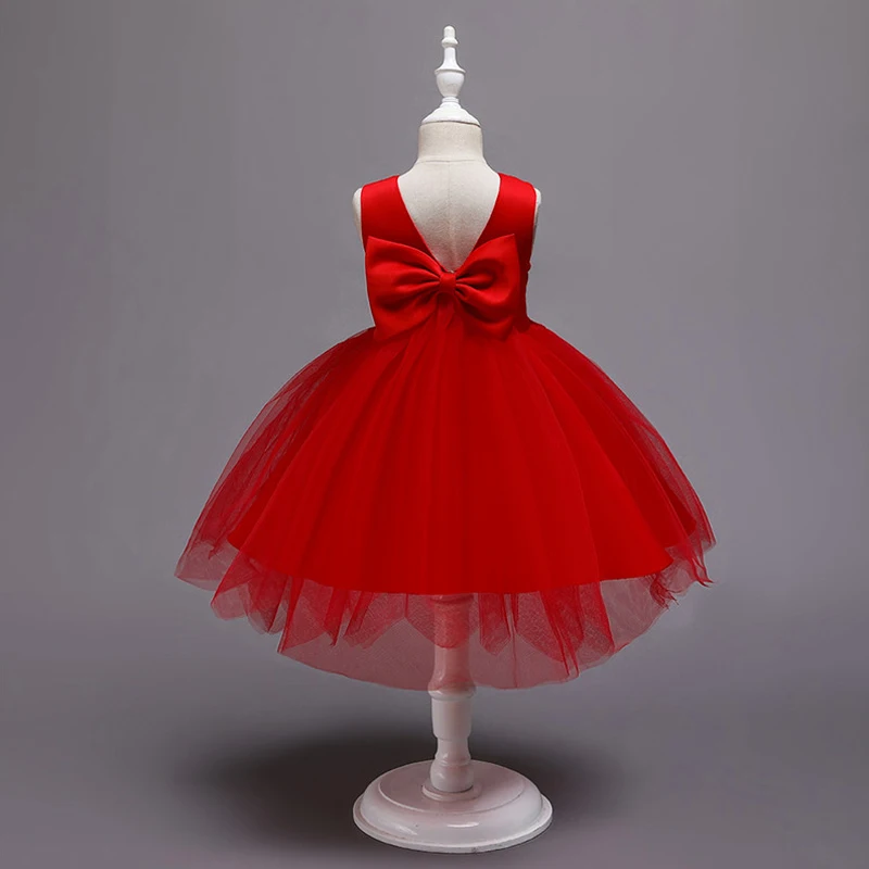 Летнее платье с открытой спиной и большим бантом для маленьких девочек кружевные
