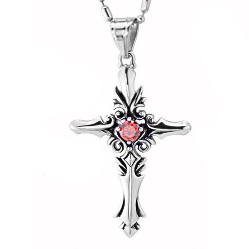 Fashion Vintage Sacred Heart Diamond Cross Pendant Necklace Jewelry Women'sClassic Luxury Rhinestone | Тематическая одежда и