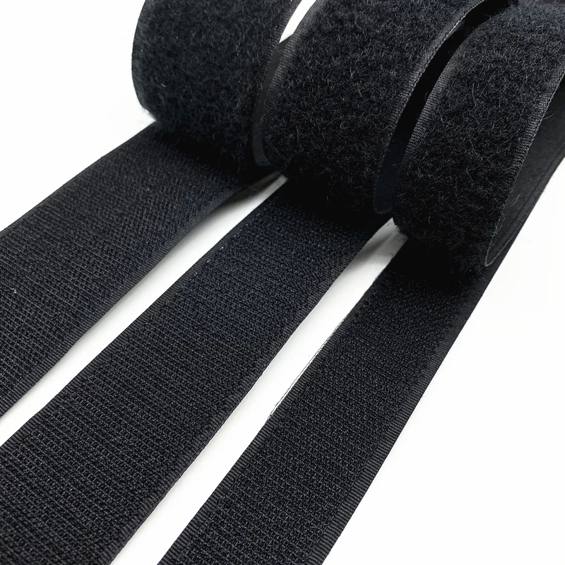 25 yardas 15mm-50mm negro blanco con cinta velcro ajustable gancho y cinta de bucle de Cable accesorios de costura 1 par/lote