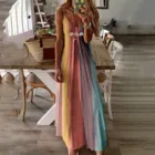 Женская модная женская повседневная майка без рукавов с V-образным вырезом и принтом, длинное платье на бретельках, летнее пляжное праздничное платье, платье