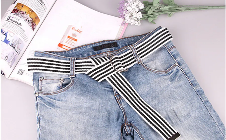 Женский джинсовый ремень с двойной петлей Простой декоративный из джинсовой