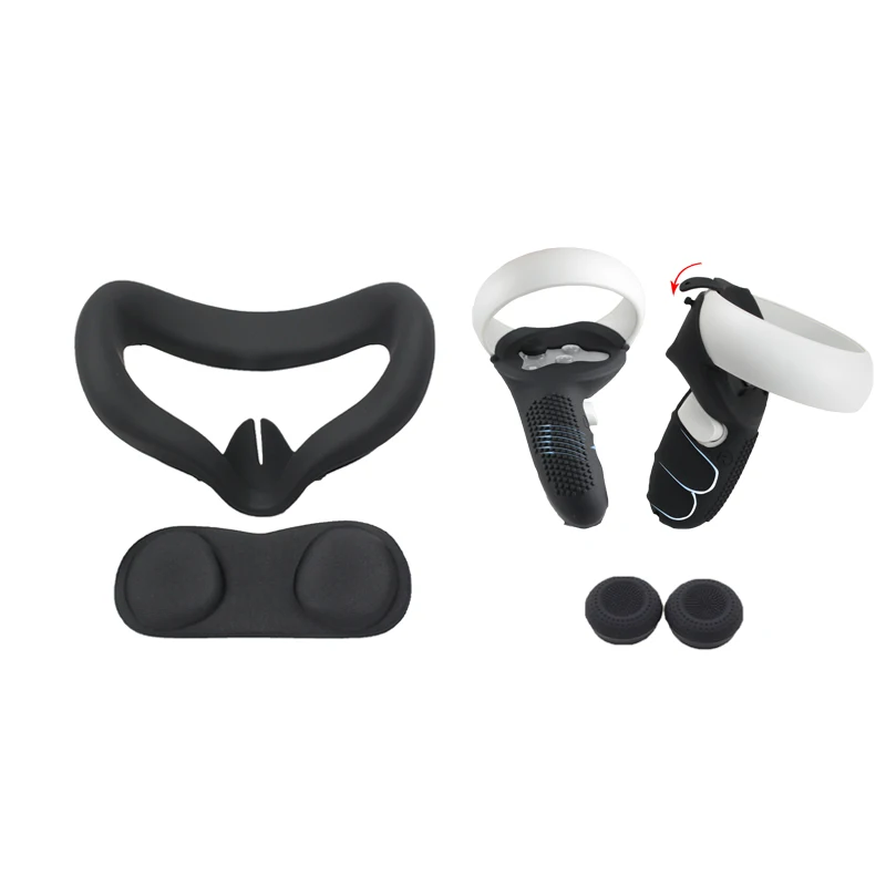 

Силиконовый чехол для сенсорного контроллера VR + колпачки для большого пальца + маска для глаз, чехол для Oculus Quest 2, защитные аксессуары для ру...