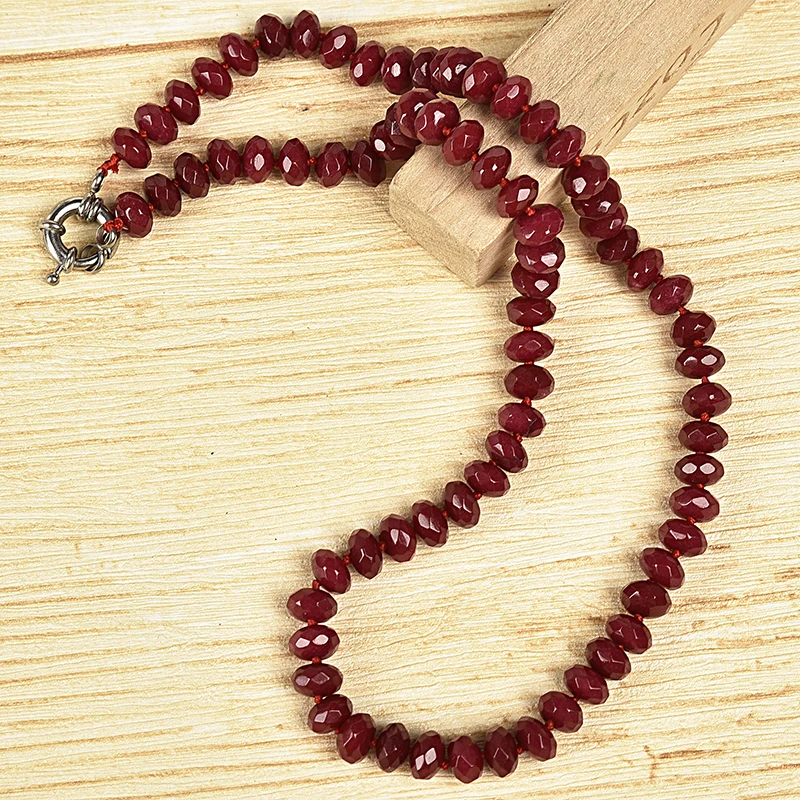 Ограненная красная яшма 5x8 мм модное ожерелье 20 дюймов ювелирные изделия ручной