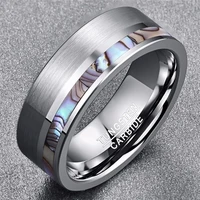 8mm fashion men rings simple abalone shell rings stainless steel classic jewelry for men christmas gift anniversary accessories