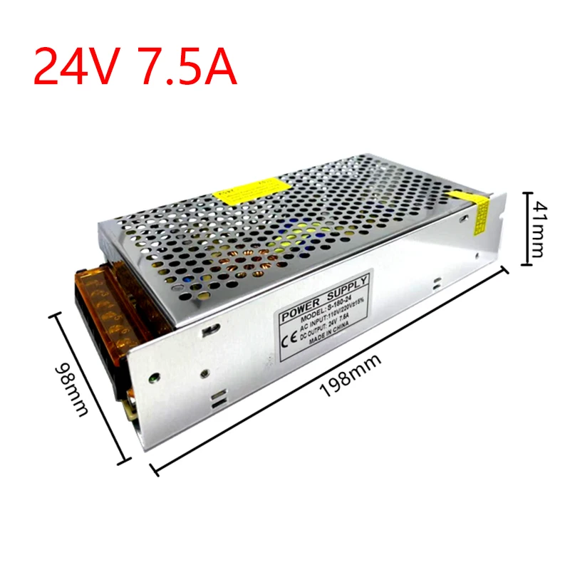 24 вольт Питание AC 220V DC/DC V 1A 2A 3A 4A 5A 6A 7A адаптер в 100 Вт 150 180 Светодиодный драйвер для
