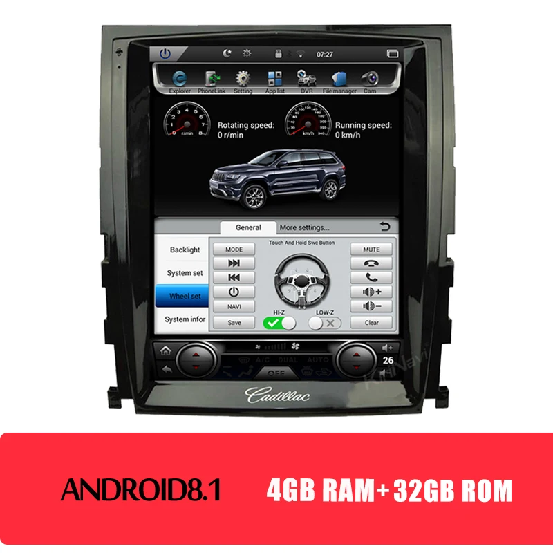 android car radio KiriNavi вертикальный экран Tesla style 1 Din Android 8,1 10," Автомобильный dvd-плеер для Cadillac Escalade SLS gps навигация автомобильное радио - Цвет: android car radio
