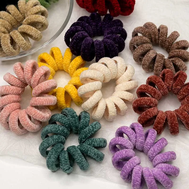 

Women Matt Colors In Dark Rubber Telephone Wire Rubber Bands Stretchy Colors Non-mark Spiral Coil Ropes Solid Hair Ties