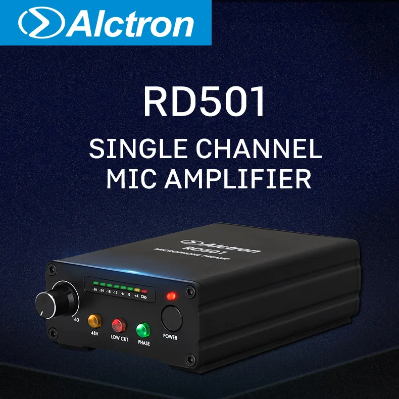 Alctron RD501 Многофункциональный одноканальный микрофонный предусилитель для записи в переключатель фаз, 48В, низкий разрез переключатель