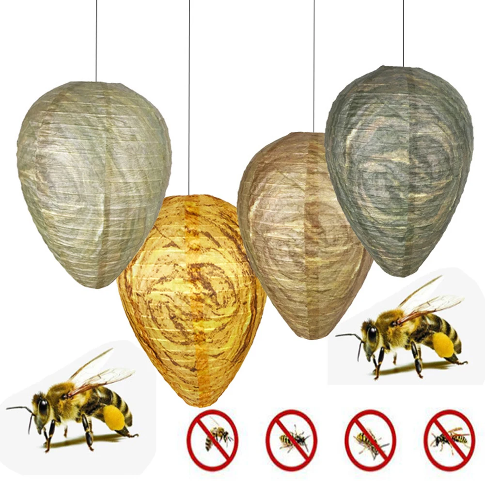 

Eco Friendly Fly Insect Simulated Wasp Nest Decoy Hornet Honeybee Trap Repellent Non-Toxic HANGing Wasp Deterrent Lantern