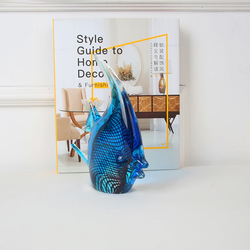 

Fish Art Sculpture Glass Fish Animal Statue Glass Craft Decorations Nordic Style Creative Crystal for Home R3829 Retail BOX