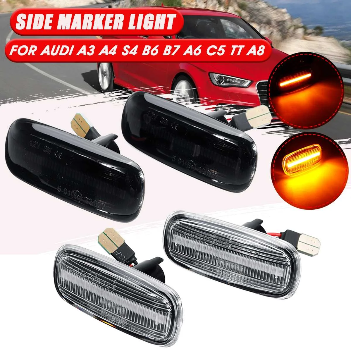 

Новая пара светодиодный боковой маркер указатели поворота крыло боковые индикаторные лампы Янтарный для Audi A3 S3 8P A4 B6 B8 B7 S4 RS4 A6 S6 C5 C7