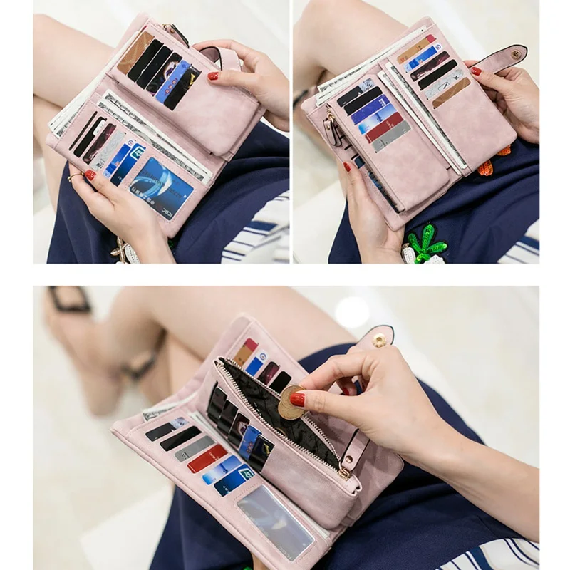 

Brand Women Wallets Long Clutch Faux Suede Ladies Purse Fashion Card Holder Female Wallet Hot Carteira