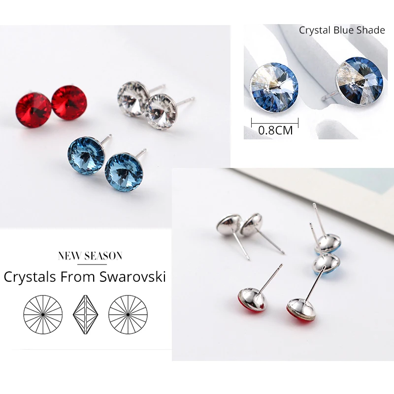 Baffin классические круглые серебряные серьги-гвоздики с кристаллами от Swarovski, пирсинг для женщин, вечерние, свадебные стразы, ювелирные изделия для девушек