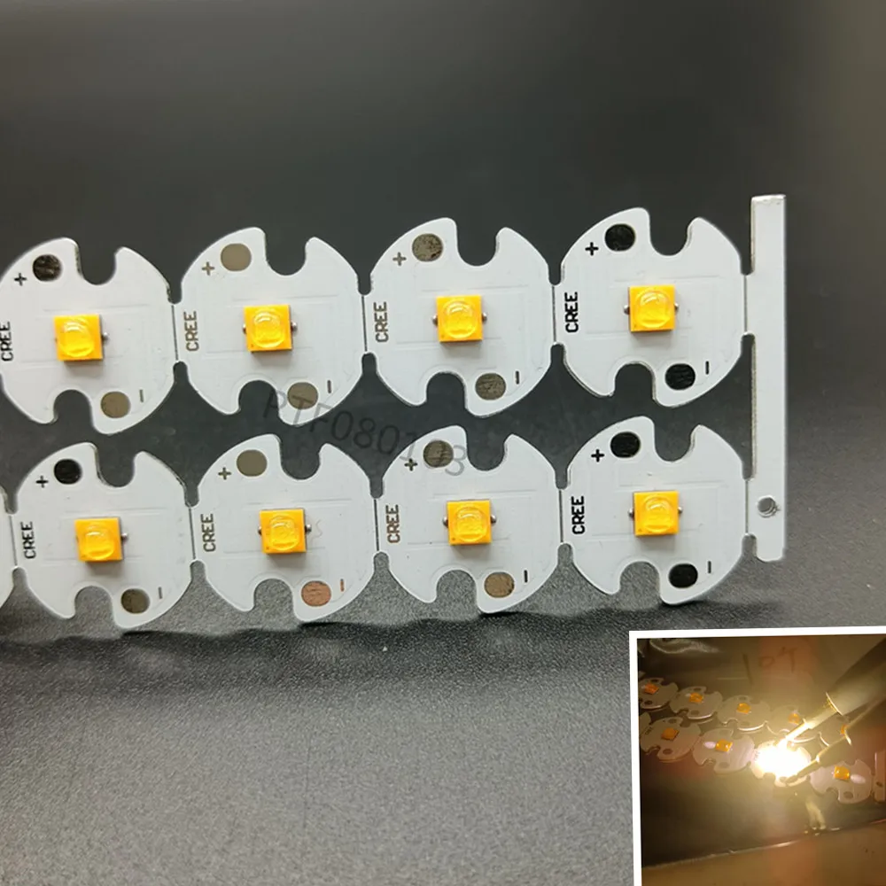 

10pcs Cree XTE XT-E R5 5W Warm White 3000-3200K Chip+ 1.5-4V LED Flashlight With 16MM Pcb