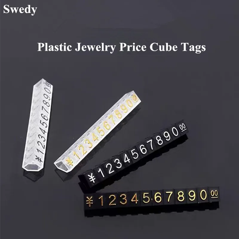

10 Sets 4x6mm Plastic Cubes Price Display Tags Adjustable Euro Dollar Jewelry Price Tags Number Stand Frame Label Shop