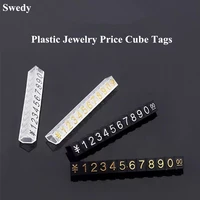 10 sets 4x6mm plastic cubes price display tags adjustable euro dollar jewelry price tags number stand frame label shop