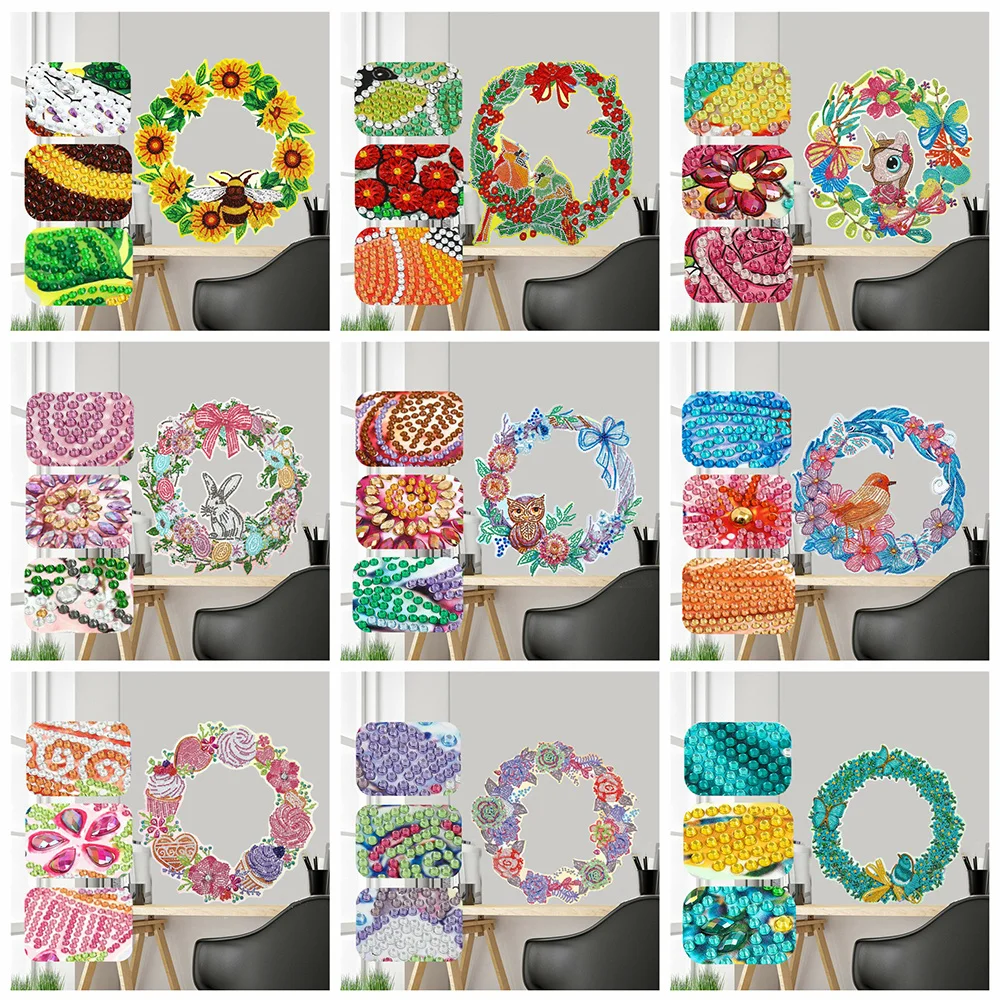 

Алмазная живопись Huacan, вышивка крестиком с венком особой формы 5D, для творчества, мозаика с животными