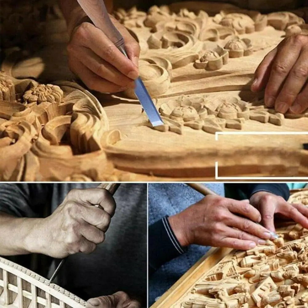 

12 Pieces of Professional Wood Carving Chisel Wood Hand Productio Modeling Tools Handicraft Carving Marking Detail Set Knif B5E6
