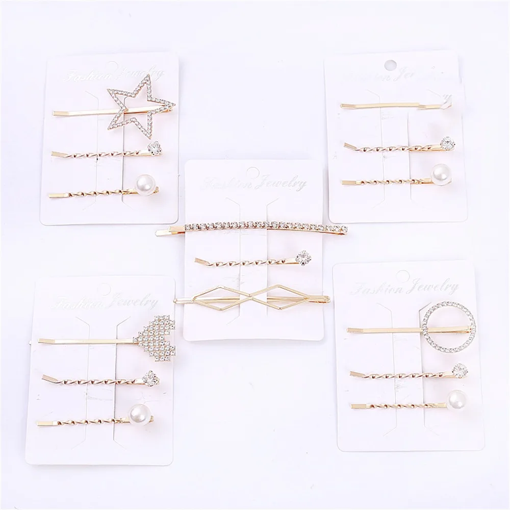 3 шт./компл. металлическая заколка для волос с кристаллами и жемчугом невидимка