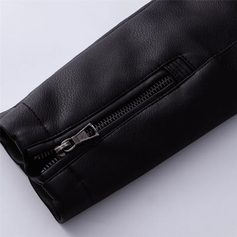 Осенне-зимняя мужская кожаная куртка модная флисовая ветровка кожаное пальто