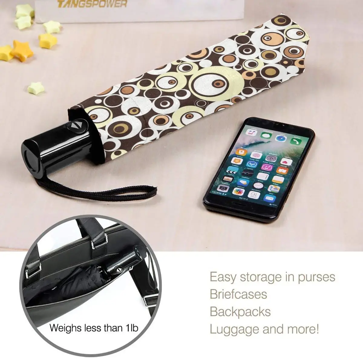 

Wind Resistant Folding Automatic Umbrella Women Auto Abstract Circles On The Stage Windproof Umbrellas Rain For Men Parasol