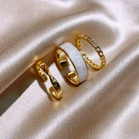 fashion jewelry simple alloy golden ring korean version of the daily wild three piece white dripping female ring