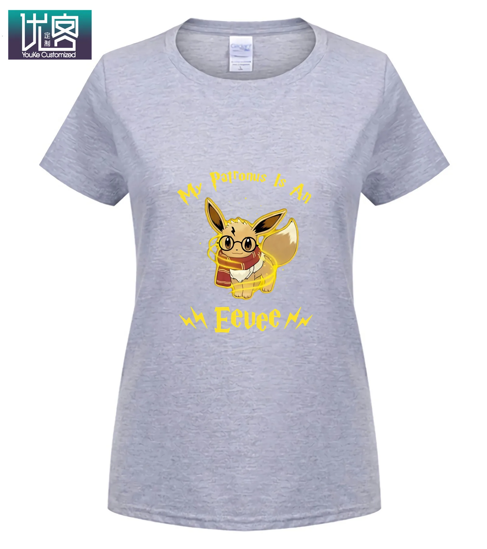 My Patronus Is An Eevee футболка Летняя мужская футболка с коротким рукавом винтажные повседневные футболки с вырезом лодочкой одежда из хлопка футболка - Цвет: women Light grey