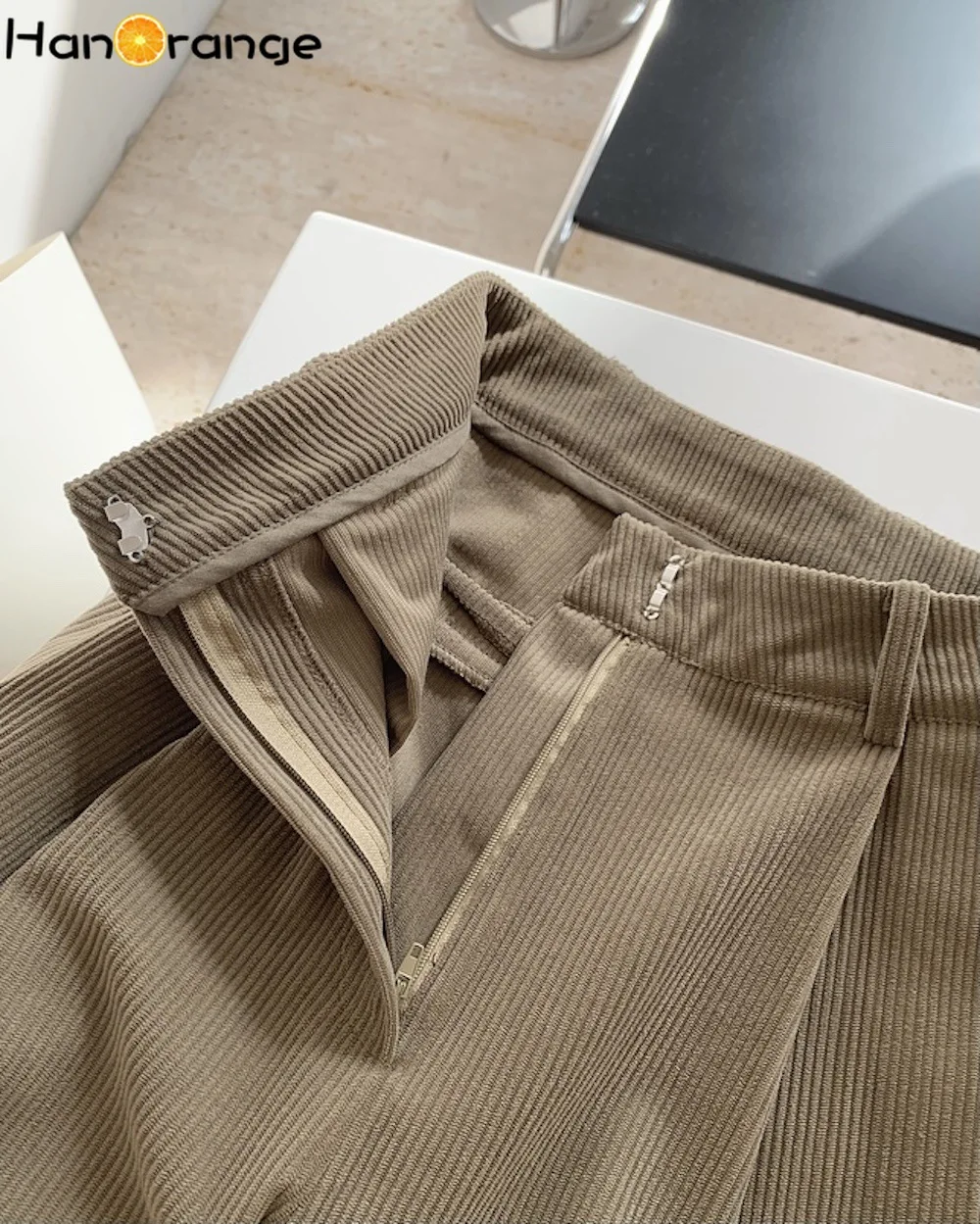 

Winter Korean Fashionable Retro Corduroy High Waist Wide Leg Pants Loose Skin Friendly Warm Casual Pants for Women