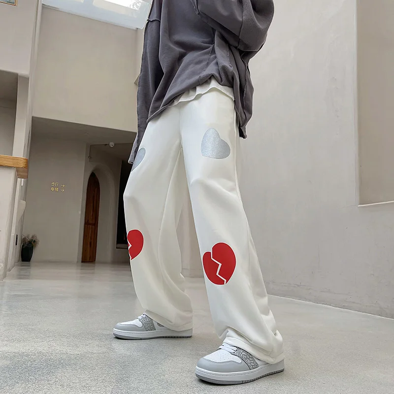 

Мужские прямые брюки с принтом Love, повседневные свободные спортивные штаны с эластичным поясом, джоггеры, одежда в стиле хип-хоп для осени, ...